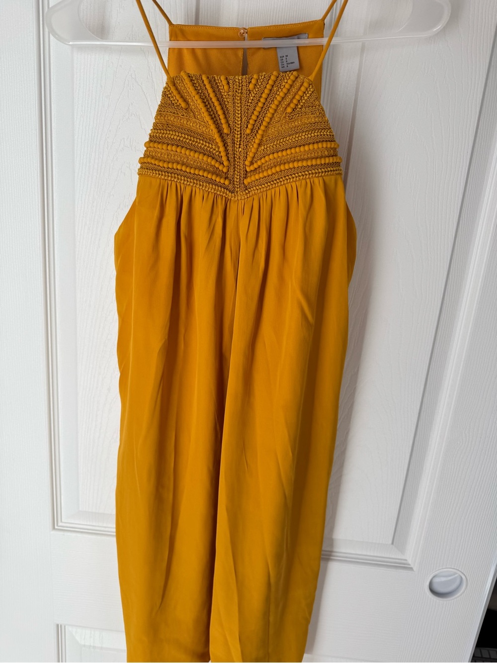 H&M Mustard Yellow Woven Bodice Jumpsuit with Spaghetti Straps